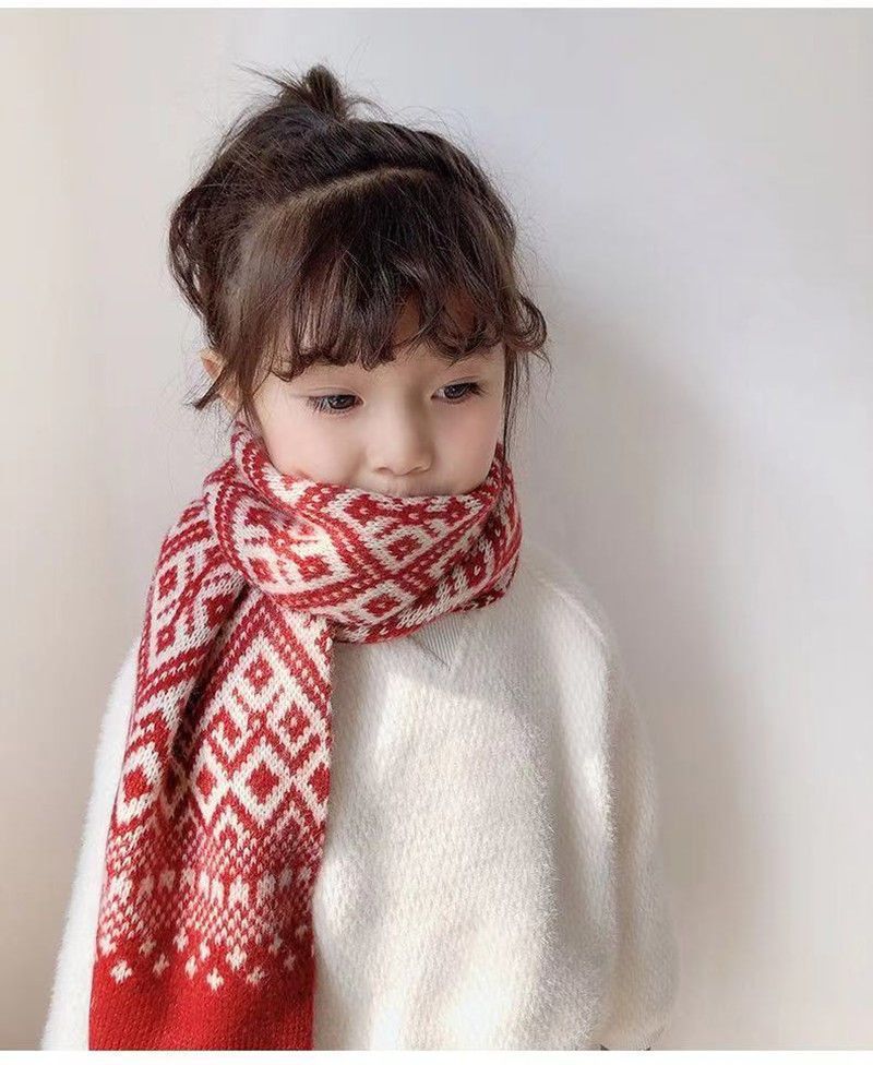 2025 Kinder-Farbstrickschal, Herbst- und Winter-Warmwollschal für Babys_voghion.com