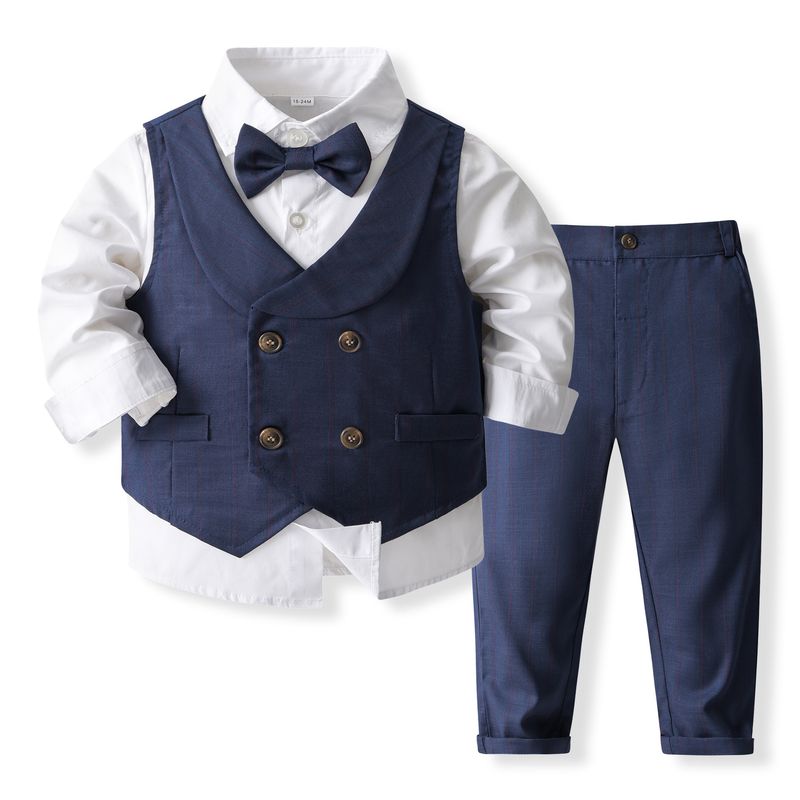 Kinderanzug, Frack, britischer Stil, Junge, Hochzeit, Gastgeber, Weste, dreiteiliges Set_voghion.com