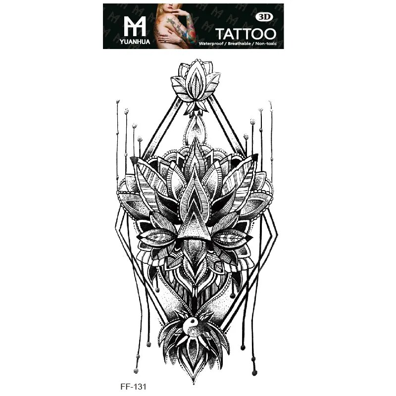 Tatuagem falsa temporária à prova d'água, braço masculino, feminino, cabeça de lobo humano, totem, texto árabe, descartáveis, adesivos falsos, femininos_voghion.com
