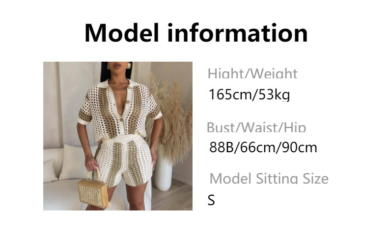 Set di pantaloncini in maglia con risvolto trasparente scavati da donna sexy per abbigliamento da donna_voghion.com