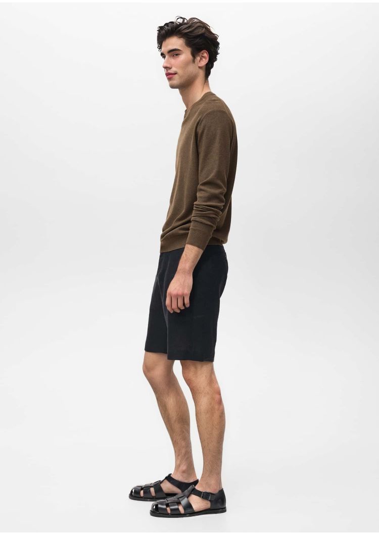 Pull en maille automne/hiver pour homme - Pull col rond extensible et respirant (beige/crème/marron/noir)_voghion.com