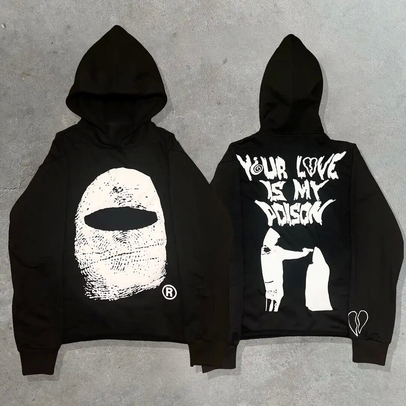 Felpa con cappuccio da uomo, stile retrò, con stampa di teschi, stile streetwear per coppie_voghion.com