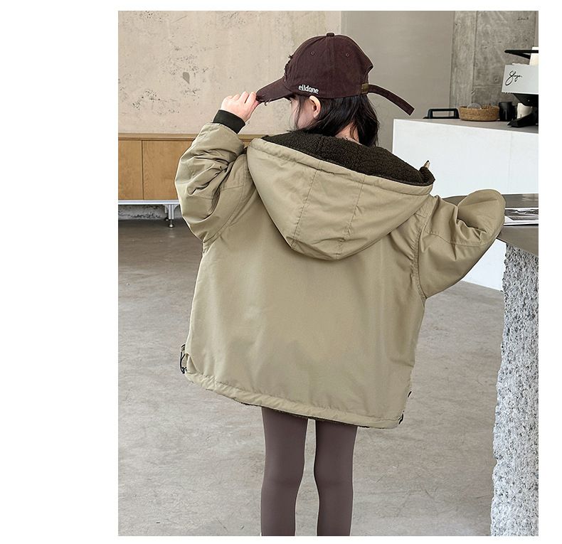 Reversible Kids Fleece Jacket – Korean-Style Windproof Outerwear For Boys & Girls (120-170cm, 3000mm Waterproof, Dual-Layer Warmth)_voghion.com