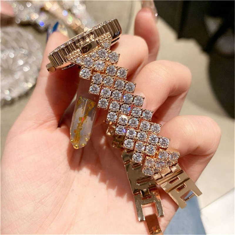 Diamant-Volldiamant-Armbanduhr, schlichter Diamant-Stil, modische Luxus-Quarz-Modeuhr_voghion.com