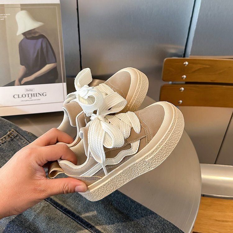 Scarpe da ginnastica basse in tela con lacci e suola morbida per bambine, primavera 2025, nuove scarpe casual per bambini di medie e grandi dimensioni, tendenza moda_voghion.com
