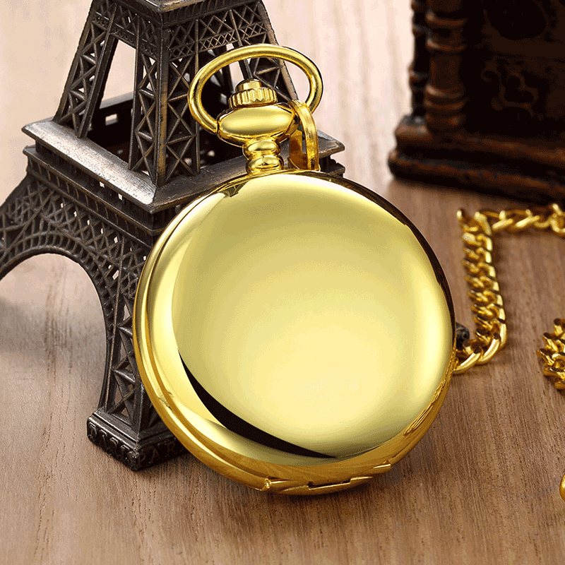 Tungsten Steel Polished Flip Cover Large Pocket Arabic Numerals Antique Gift Watch 4 Colors_voghion.com