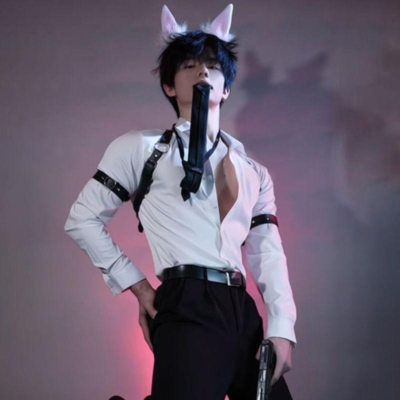 Cintura di contenimento per spalle LuvBox, unisex, alla moda, decorativa, con cinturino in pelle, stile punk scuro erotico._voghion.com