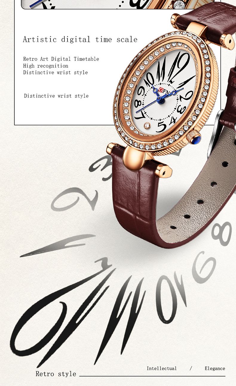 Orologio da donna con cristalli di ispirazione vintage: elegante design a goccia, cinturino in pelle, orologio al quarzo in stile antico resistente all'acqua_voghion.com