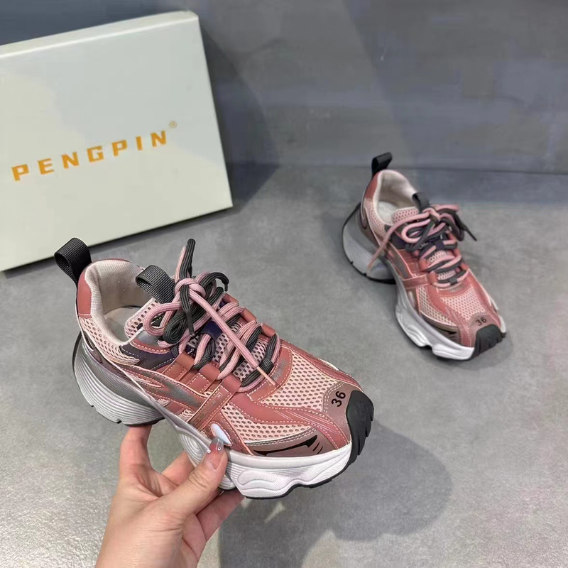 p7 2023 autunno nuova superficie in mesh traspirante fondo spesso scarpe casual da papà fondo morbido leggero da donna scarpe da corsa sportive comode all-match_voghion.com
