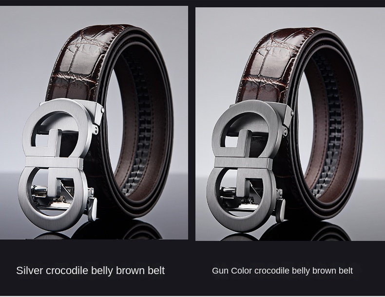 Hot trend automatic buckle cowhide gift box men's simple senior luxury personality business leather men and women belt 3.5CM_voghion.com