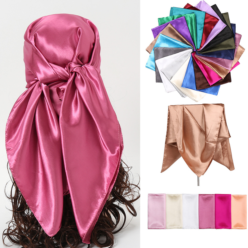 Fashion temperament new satin women's pure color scarf imitation silk monochrome professional flight attendant square scarf_voghion.com