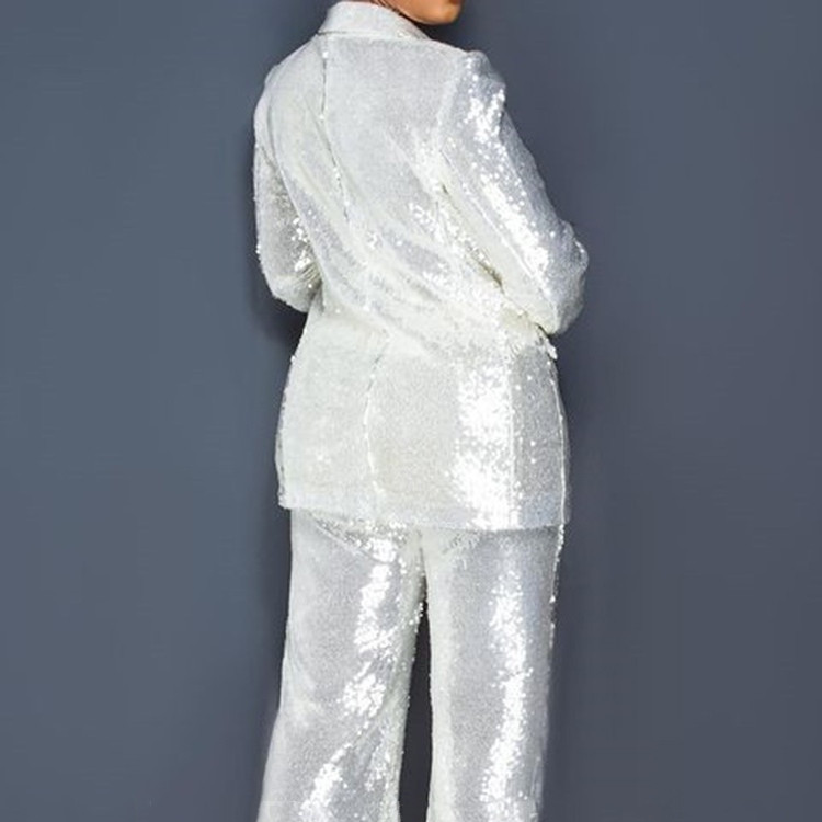 Women's Clothing supply temperament commuting slim sequined suit tops and trousers women's suits_voghion.com