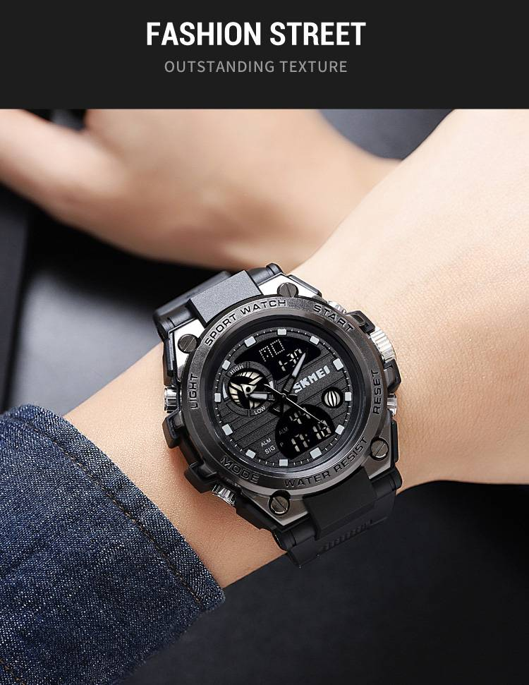 SKMEI 2031 Smart Watch: 2 Zeitzonen, Stoppuhr, Alarm, EL-Hintergrundbeleuchtung, Datumsanzeige, 50 m wasserdicht, 12/24-Stunden-Format_voghion.com