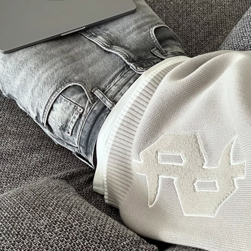 Pull Streetwear brodé pour homme – Pull oversize en tricot à col rond pour une allure décontractée en automne et en hiver_voghion.com