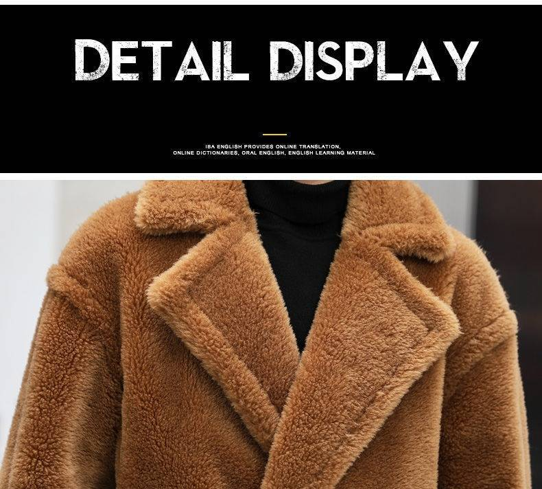 Cappotto invernale da uomo in pelle di montone, lungo, in lana di alpaca, con pelliccia, vestibilità comoda, doppiopetto e revers a lancia_voghion.com