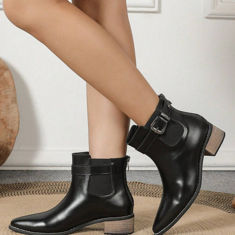 Stivali da donna autunnali e invernali di grandi dimensioni, con punta a punta, tacco spesso, cerniera posteriore_voghion.com