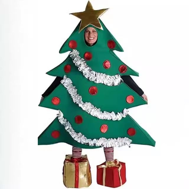 Christmas Tree Costume With Foot Covers - Unisex Adult & Kids Role Play Outfit For Stage Performances & Cosplay_voghion.com