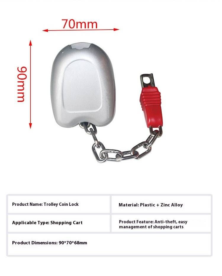 Zinc Alloy Shopping Cart Lock – Anti-Theft Coin-Operated Trolley Lock (Metal Security Lock, Model: MJ-STL01)_voghion.com