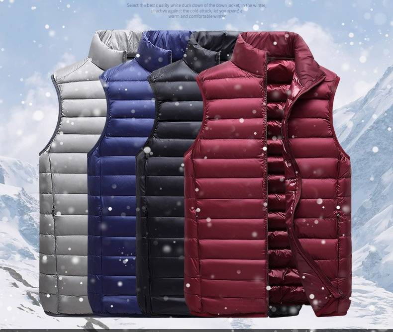 Leichte Daunenweste für Herren mit Stehkragen, Slim Fit Pufferweste für die Freizeit, atmungsaktive warme Jacke für Papa und Jugendliche_voghion.com
