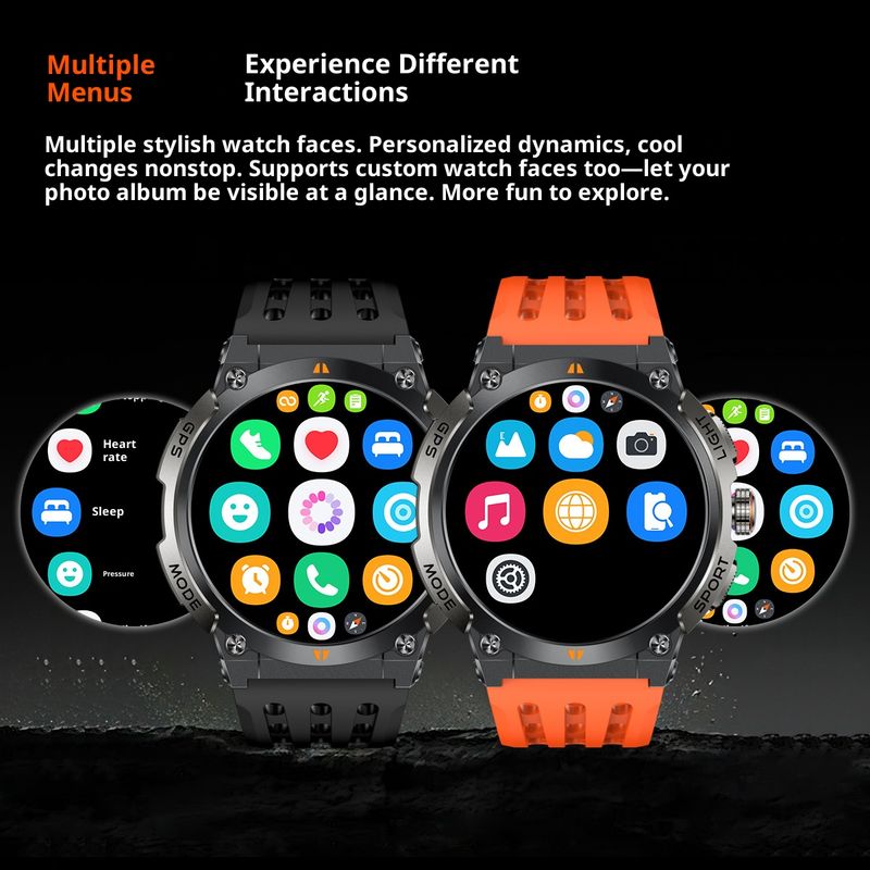 LIGE Smart Watch With GPS Tracking, Bluetooth Calling, Blood Oxygen & Pressure Monitor, Long Battery Life, Waterproof For Outdoor Sports_voghion.com