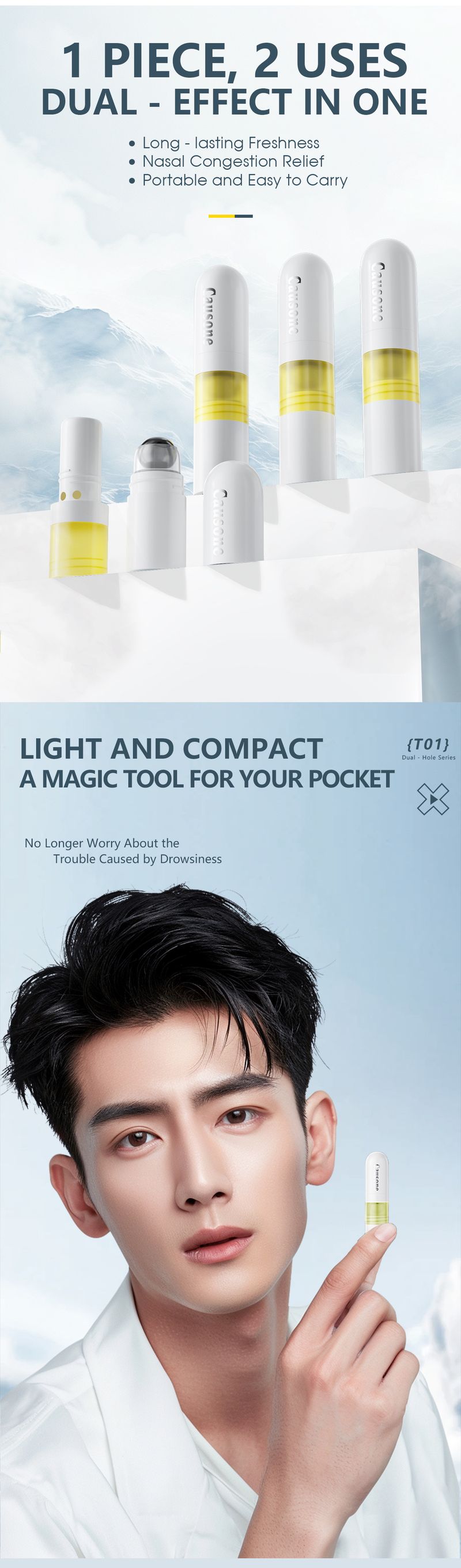 Causone Dual - Use Refreshing Energy Stick 2g*2pieces,1 PIECE, 2 USES DUAL - EFFECT IN ONE,In Line With Product Design_voghion.com