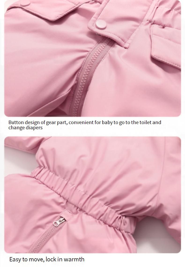 Premium Snowsuit For Toddlers - 85% White Duck Down One-Piece Winter Suit With Detachable Crotch (90-120cm)_voghion.com