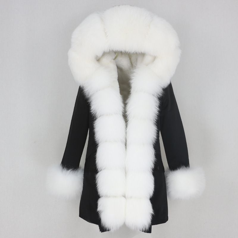 Women's Clothing hot sale winter parka for women with detachable fox fur collar lining fashionable warm ladies mid length coat_voghion.com