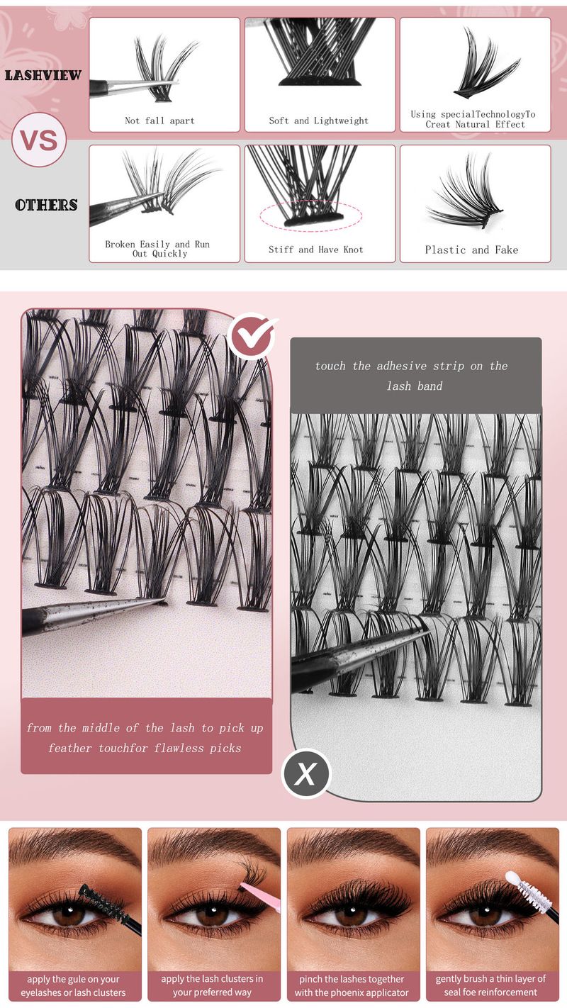 False Eyelashes Eyelash Book DIY Single Cluster False Eyelashes Natural Fluffy Thick 30D40D Segmented Eyelash Book Set_voghion.com