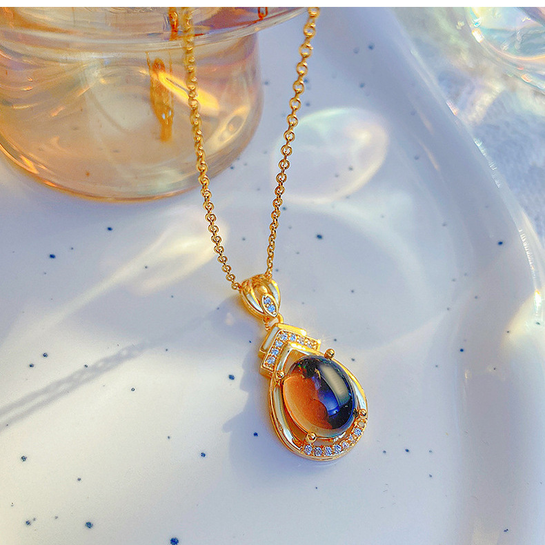 Collana con ciondolo in pietra preziosa abbagliante con pietra calda che cambia colore, stile di design di alta qualità_voghion.com