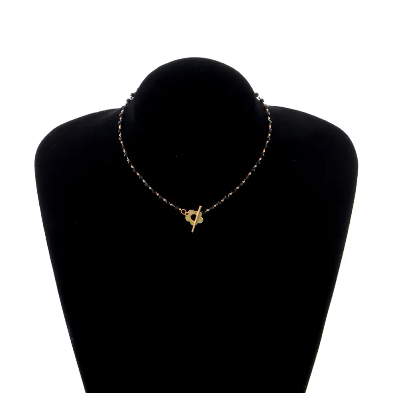 Ready Stock 2024 New Fashion Black Crystal Glass Bead Chain Choker For Women wer Lariat Lock Collar Necklace Gifts A0413_voghion.com