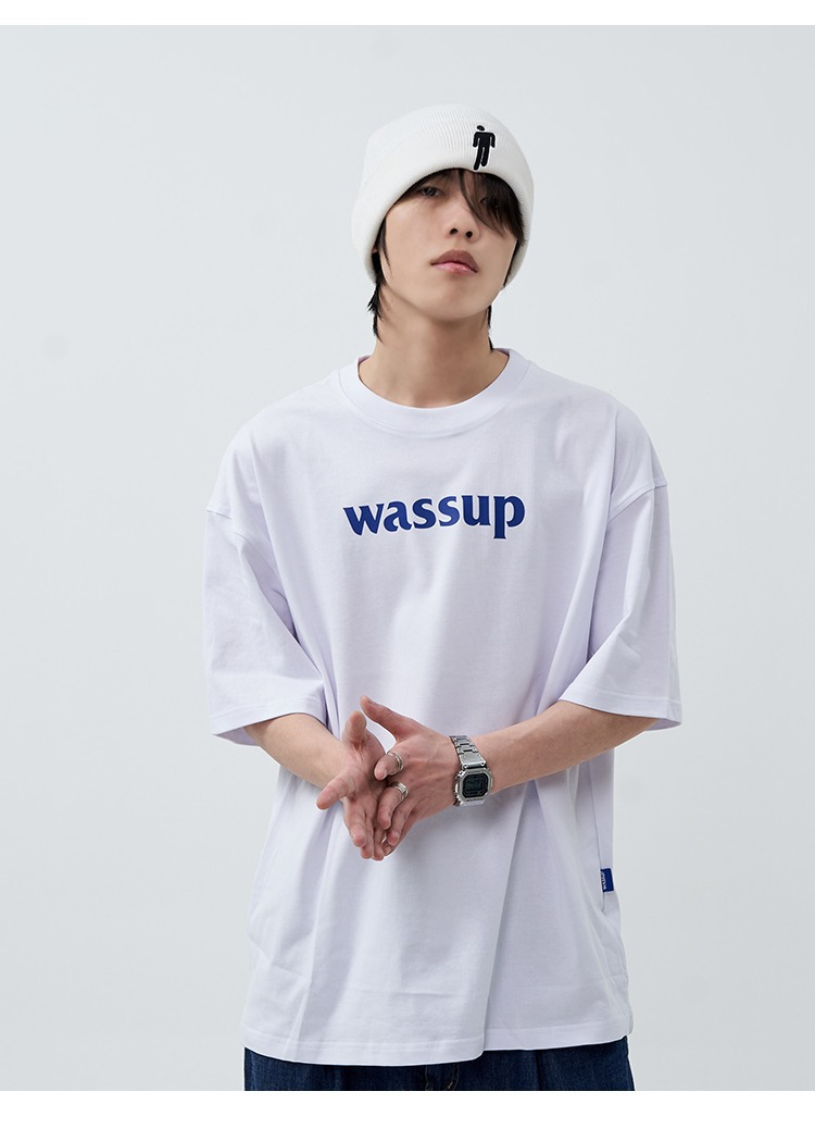 WASSUP HEODS Hip-Hop-Sommer-T-Shirt aus reiner Baumwolle, 280 g schwer, kurzärmelig für Herren_voghion.com