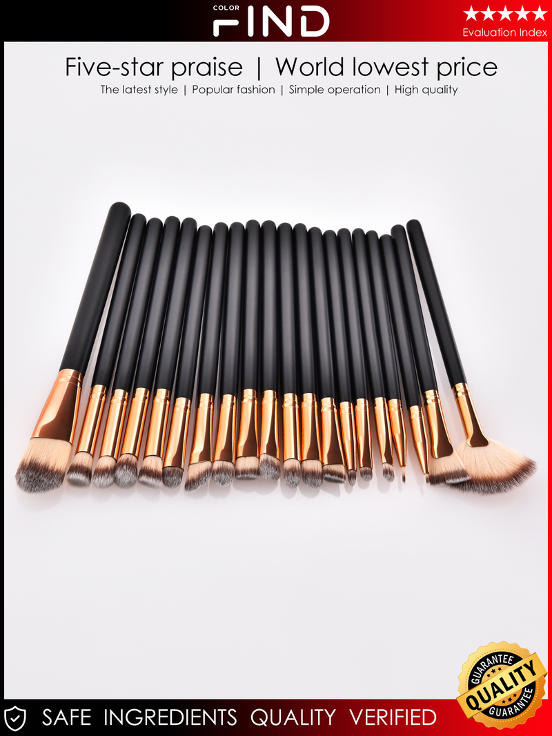 20 pcs Black Makeup Brush Set Professional Set Facial Makeup Brushes FINDCOLOR Factory Direct Sales_voghion.com