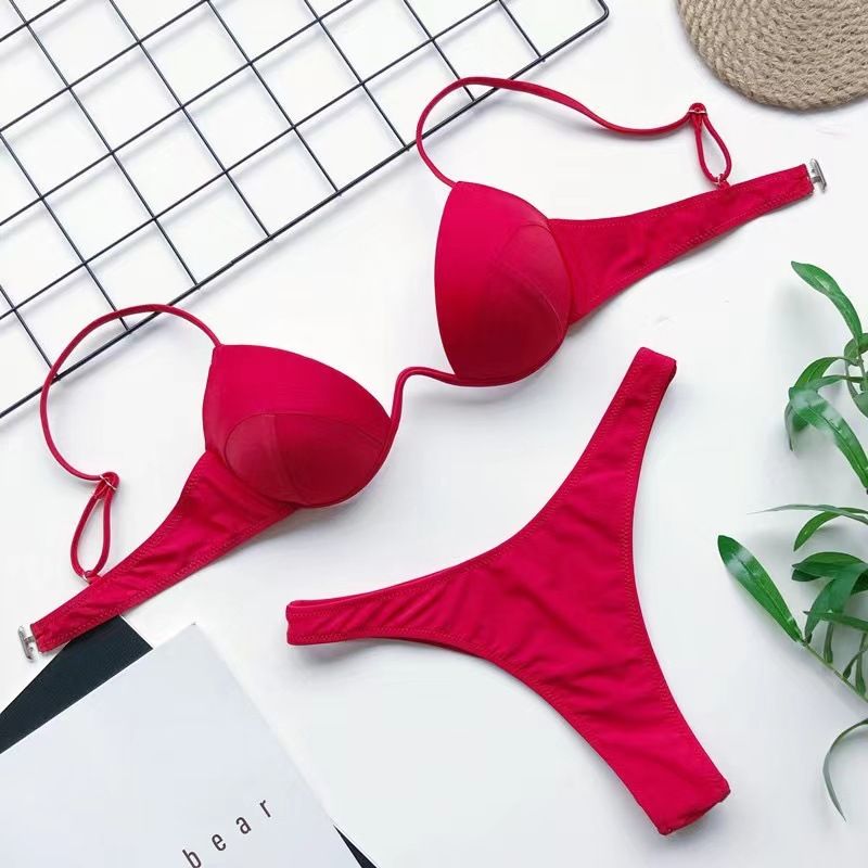 Maillot de bain pour femme, bonnets rigides, bikini froncé, nouveau bikini sexy avec support en acier intégré_voghion.com