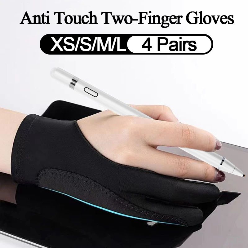 Guanto anti-touch anti-inquinamento per iPad, tablet, guanti universali da disegno a due dita, XS/S/M/L_voghion.com