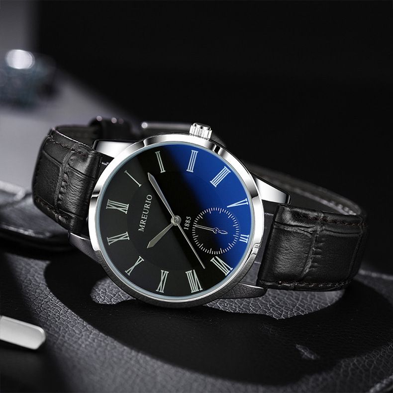 Orologio da uomo d'affari alla moda e di temperamento di vendita calda con cinturino semplice con luce blu, orologio al quarzo popolare_voghion.com