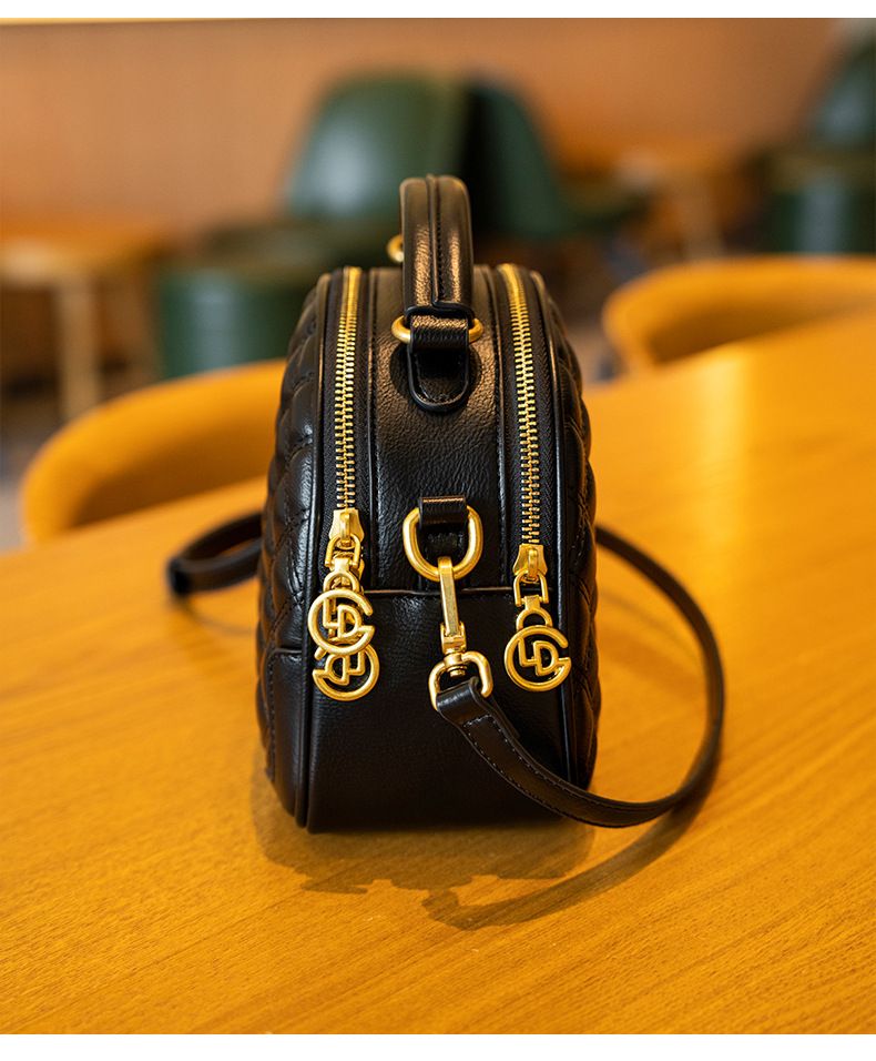 Women's Bags Brand Women's Bag New Diamond Pattern Small Round Handbag Versatile Commuting Shoulder Messenger Bag_voghion.com