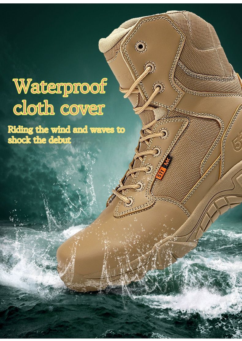 Nouvelles bottes de combat antidérapantes et résistantes à l'usure pour hommes, bottes d'entraînement montantes imperméables et ultra-légères pour le printemps et l'automne en plein air dans le désert_voghion.com