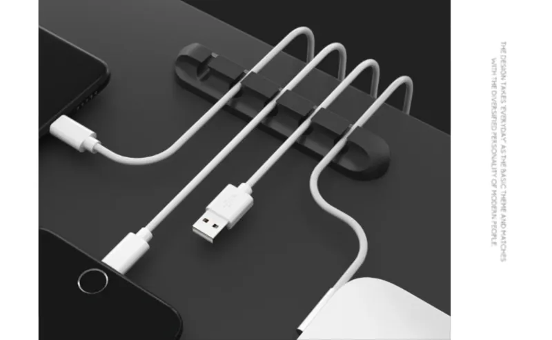 Self-Adhesive Cord Manager - Silicone Cable Organizer | No-Drill Installation | Home/Office Use | EU_voghion.com