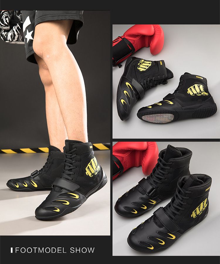 Chaussures d'entraînement de compétition de lutte haut de gamme Sanda pour hommes de boxe professionnelle, chaussures de combat fitness Muay Thai pour hommes_voghion.com