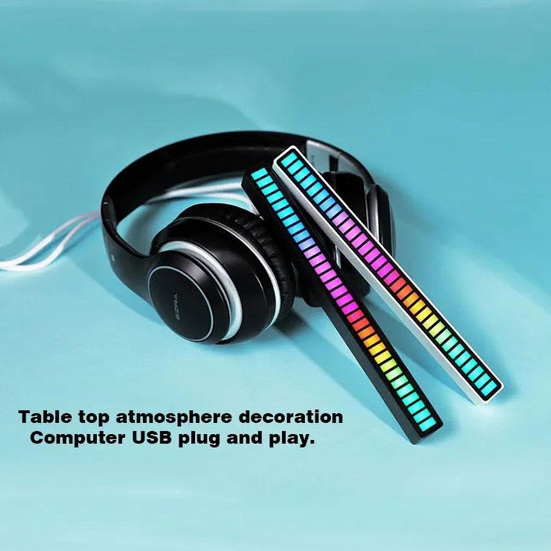 Oświetlenie nastrojowe do samochodu Pick Up, sterowanie głosem LED za pomocą aplikacji, Bluetooth RGB, komputer stacjonarny, światło wykrywające rytm_voghion.com