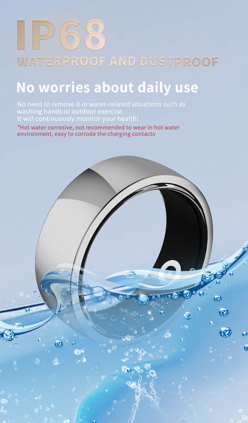 R09M Fashion Stainless Steel Smart Ring Heart Rate Blood Oxygen Pressure Monitor Intelligent Finger Ring IP68 Waterproof Rings_voghion.com