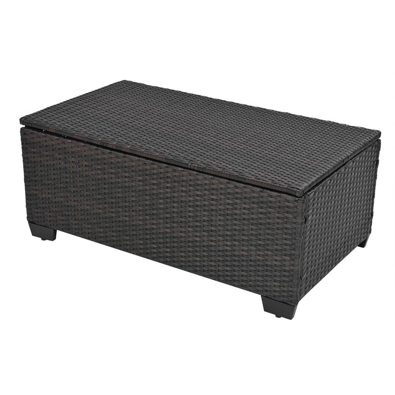 10 Piece PE Rattan Patio Furniture Set, Sectional Sofa Set, Outdoor Patio Furniture Set With Cushions & Tempered Glass Coffee Table_voghion.com