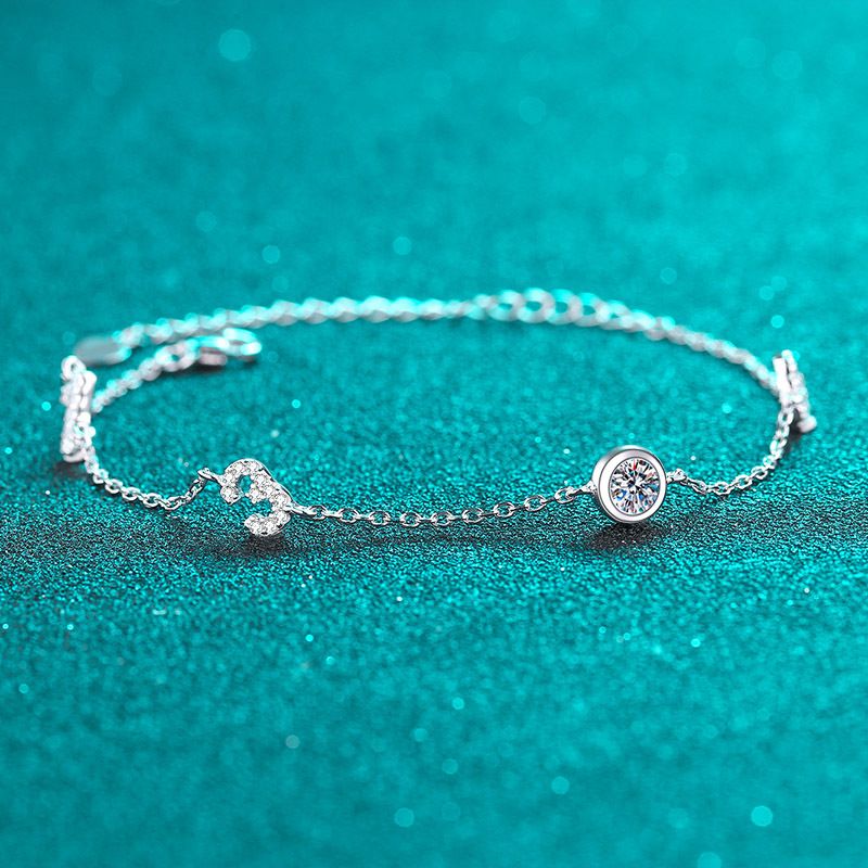 Bracciale in argento sterling da donna con manipolo in mosonite 1314 placcato con piccolo regalo fresco PT950_voghion.com