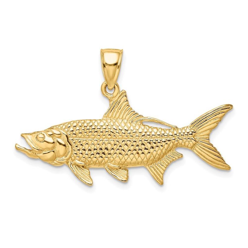 14K 3-D Textured Oxeye Tarpon Fish Charm_voghion.com