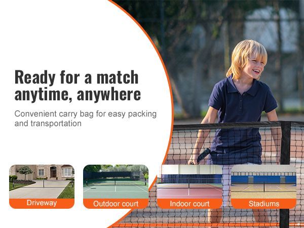 VEVOR Pickleball Net Set, 22FT Regulation Size Portable Pickleball System With Bags, Balls, Paddles, Wheels, And Court Lines, Weather Resistant Metal Frame & PE Net, For Outdoor Backyard Driveway_voghion.com