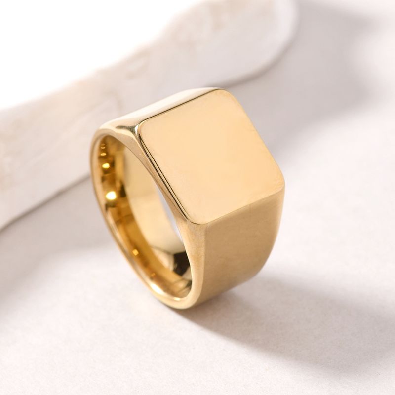 Rings Stainless Steel Jewelry Punk Style Personalized Casting Three Dimensional Titanium Steel Ring For Men Square Glossy Surface_voghion.com