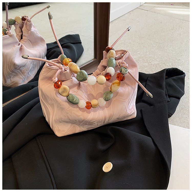 Silver handbag 2024 summer niche new Chinese style single shoulder crossbody chain carrying bucket bag for women_voghion.com