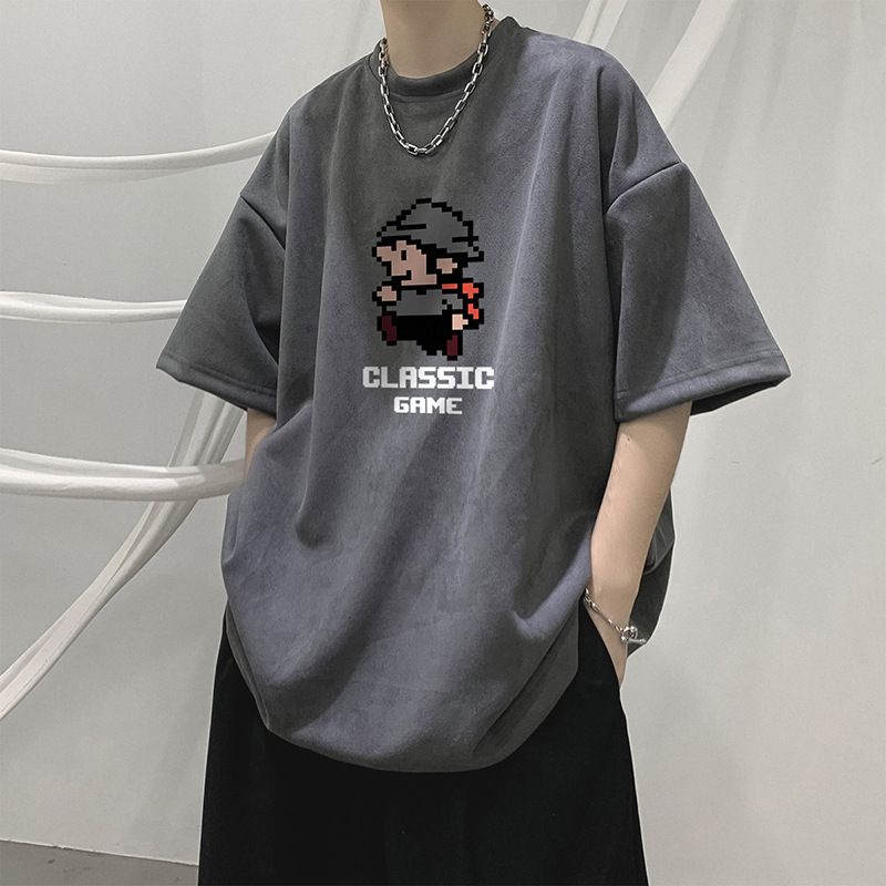 T-shirt estiva da uomo a maniche corte, alla moda, semplice e versatile, 100% cotone puro, taglia 2-300 libbre_voghion.com