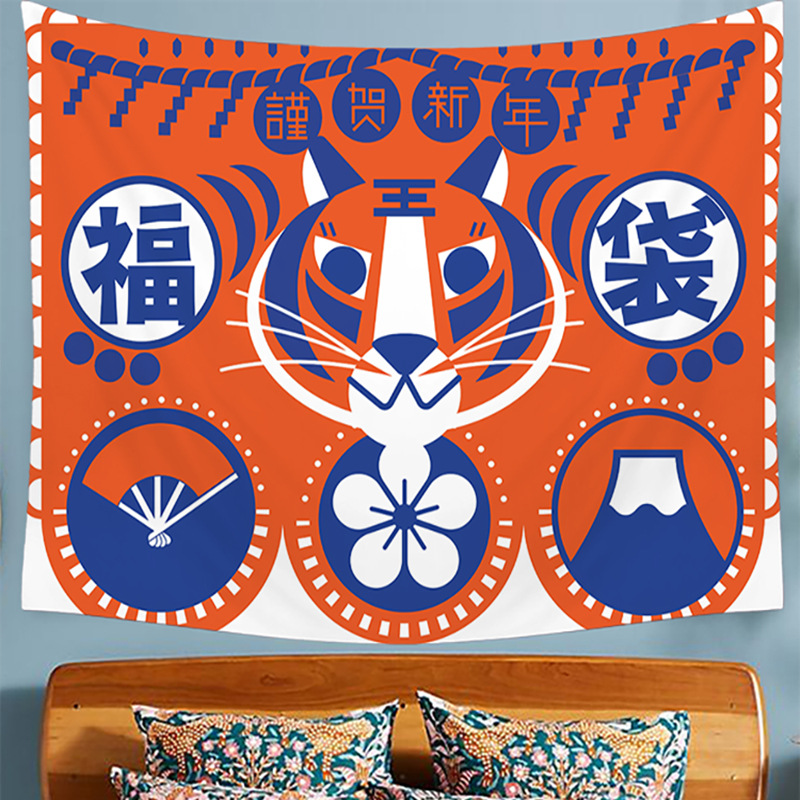 God of Wealth Hanging Cloth Wall Decoration Cartoon Network Red Background Wall Decoration Cloth Room Decoration Cloth_voghion.com