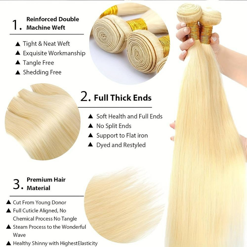 1 pz fascio di capelli umani STW capelli lisci 100g capelli lisci lisci capelli giallo chiaro I capelli umani al 100% possono essere permanentati e tinti_voghion.com